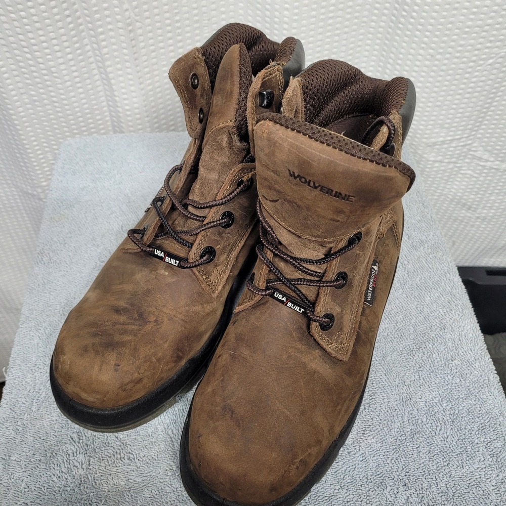 Wolverine USA Built Waterproof Work Boots Brown Leather EH Rated Mens 7.5W